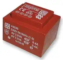 44229: PCB Transformer, EI 42 x 14.8, Encapsulated Safety Isolating, 230V, 6V, 5 VA, 50Hz / 60Hz