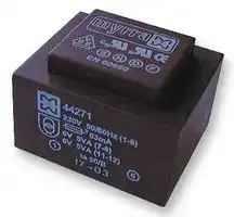 44265: PCB Transformer, EI 48 x 16.8, Encapsulated Safety Isolating, 230V, 6V, 10 VA, 50Hz / 60Hz