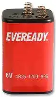 PJ996: Battery, Everready, Single Cell, 6 V, PJ996, Zinc Carbon, 7.4 Ah, Spring, 1