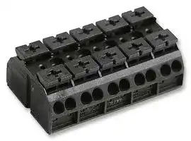 862-505.: Panel Mount Barrier Terminal Block, 2 Row, 5 Ways, 20 AWG, 12 AWG, 32 A